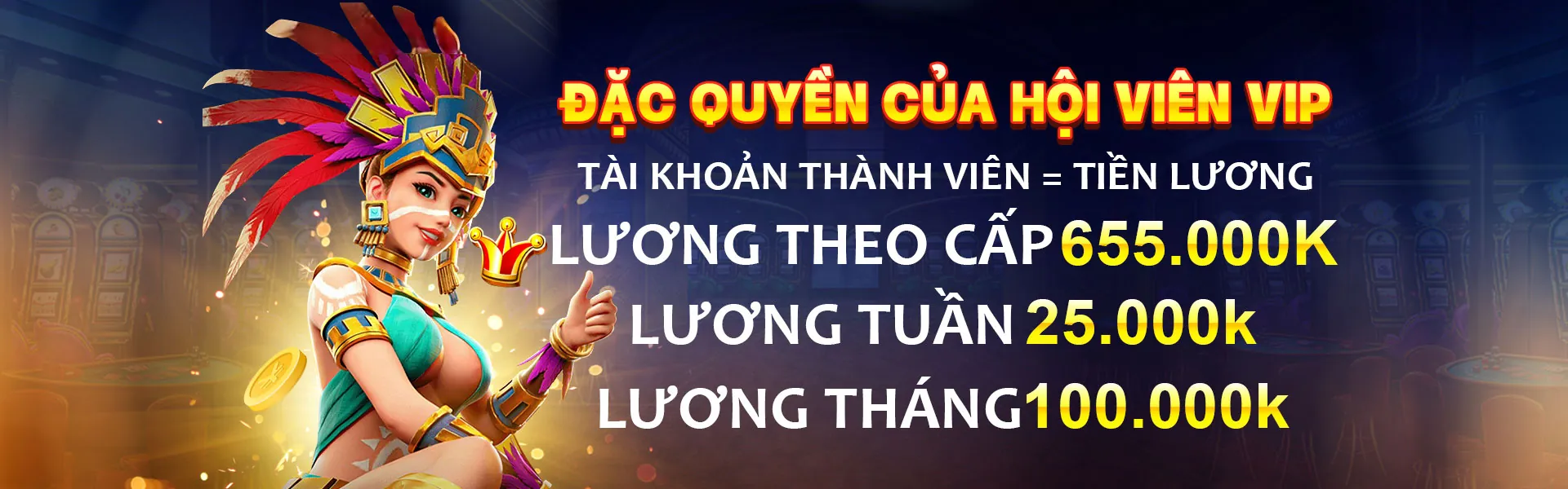 Hình ảnh chính Câu lạc bộ VIP benbet nổ hũ với biểu tượng vàng và ánh sáng lấp lánh, tượng trưng cho sự sang trọng và đặc quyền độc quyền của nền tảng giải trí trực tuyến benbet nổ hũ.
